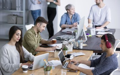 Coworkers in modern office